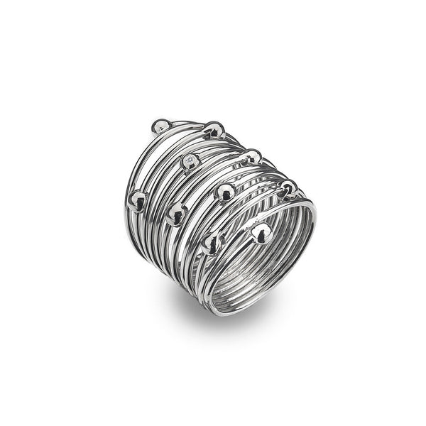 Wide Coiled Ring Hand-Set With A Diamond Accent