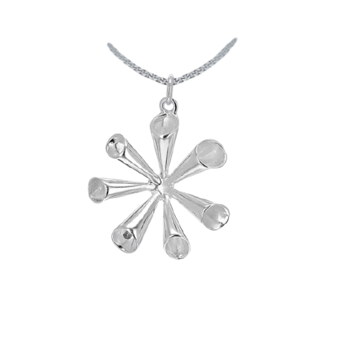 Sterling Silver Fluted Spray Drop Pendant