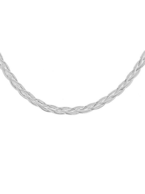 Sterling Silver Twined Flexible Herringbone Necklace