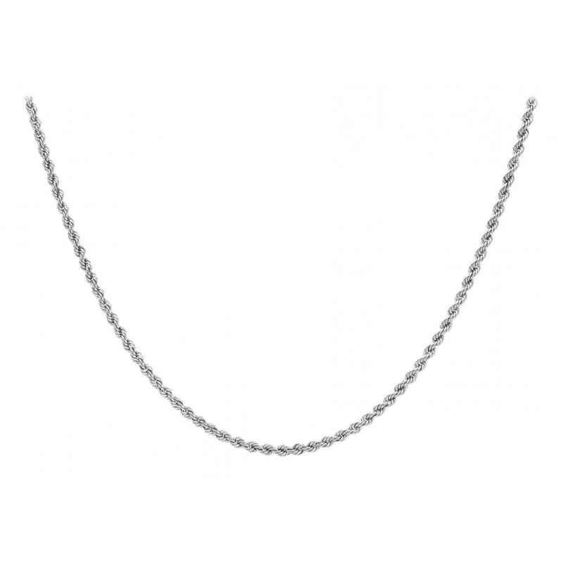 9ct White Gold Hollow Rope Chain