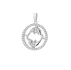 Sterling Silver Rhodium Plated Zirconia  19.3mm x 26.5mm Pises Horoscop Round Pendant