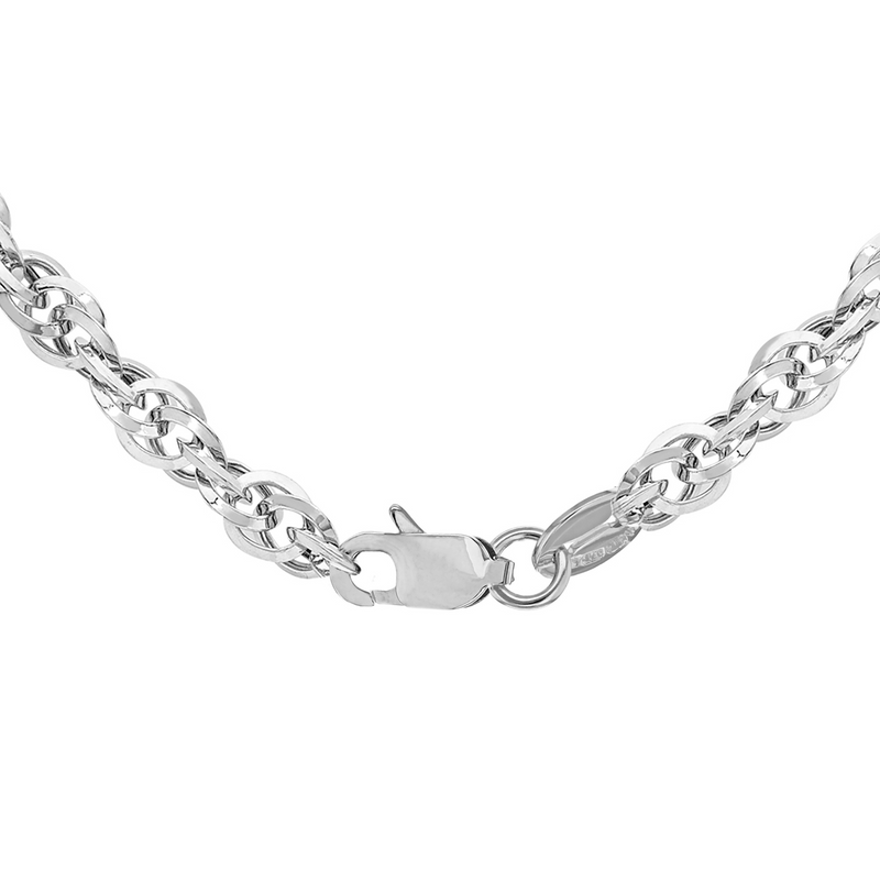 9ct White Gold 40 Diamond Cut Prince of Wales Chain