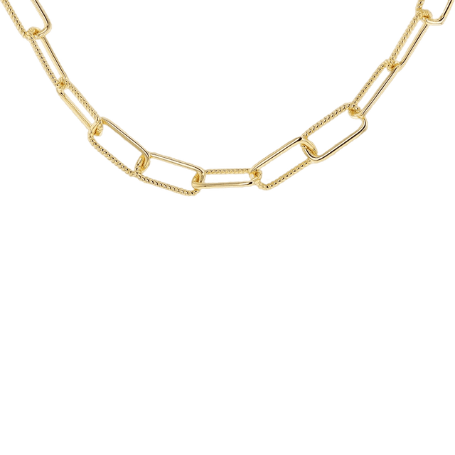 Sterling Silver Yellow Gold Plated Twist Link Paper Chain