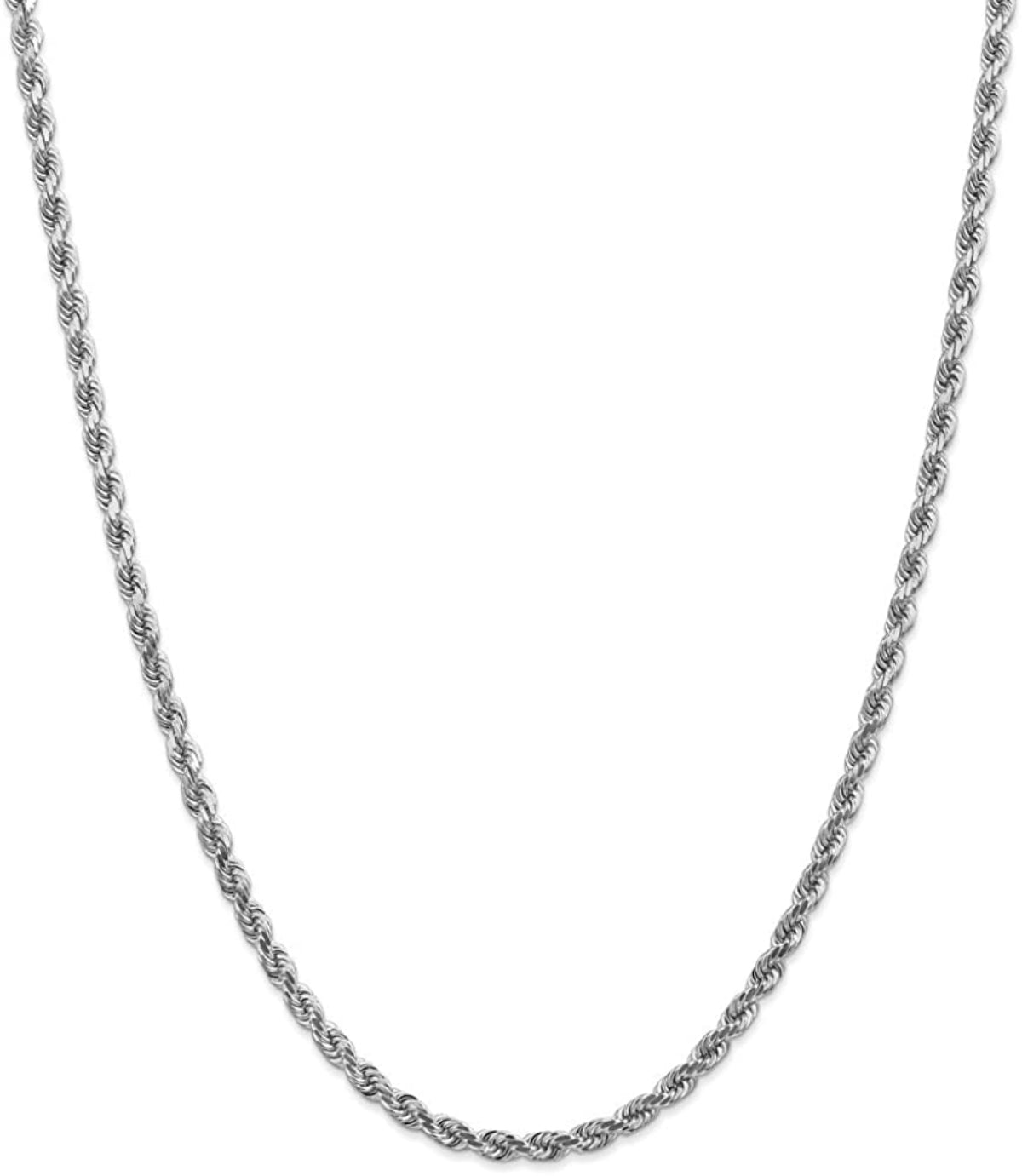 9ct White Gold 80 Diamond Cut Rope Chain