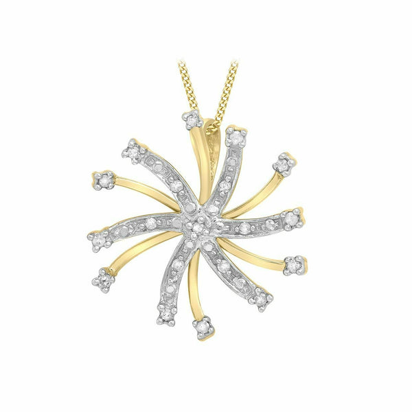 9ct Yellow Gold 0.10ct Diamond Snowflake Pendant