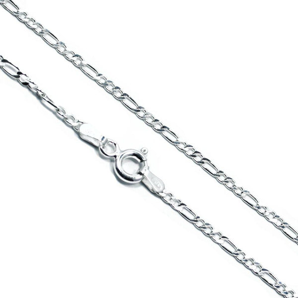 9ct White Gold 50 Diamond Cut Figaro Chain