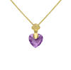 9ct Yellow Gold Faceted Amethyst Heart Pendant on Spiga Chain