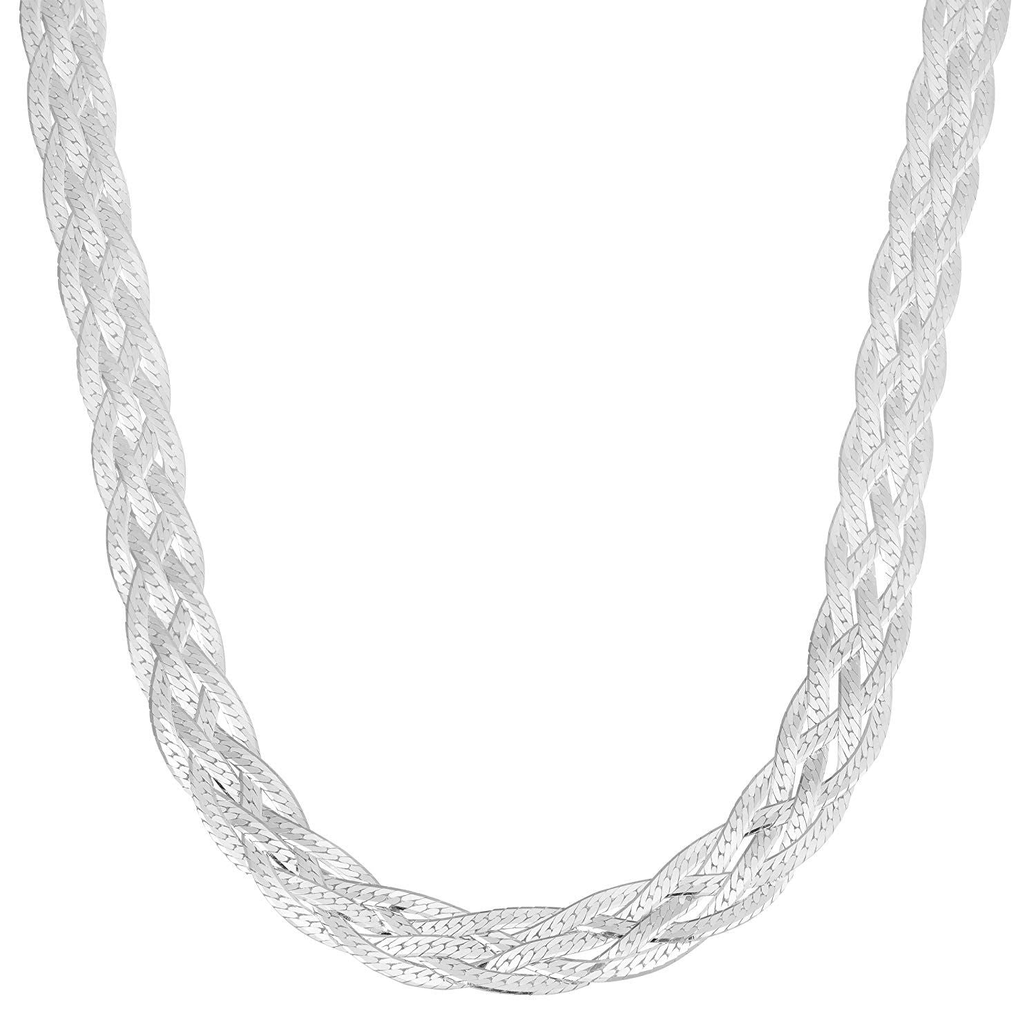 Sterling Silver Six Strand Plaited Herringbone Necklace