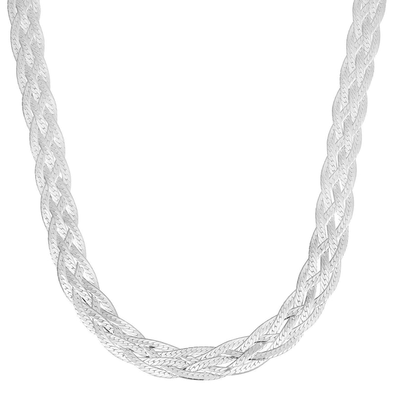 Sterling Silver Six Strand Plaited Herringbone Necklace
