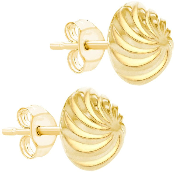 9ct Yellow Gold Swirl Detail Dome Stud Earrings