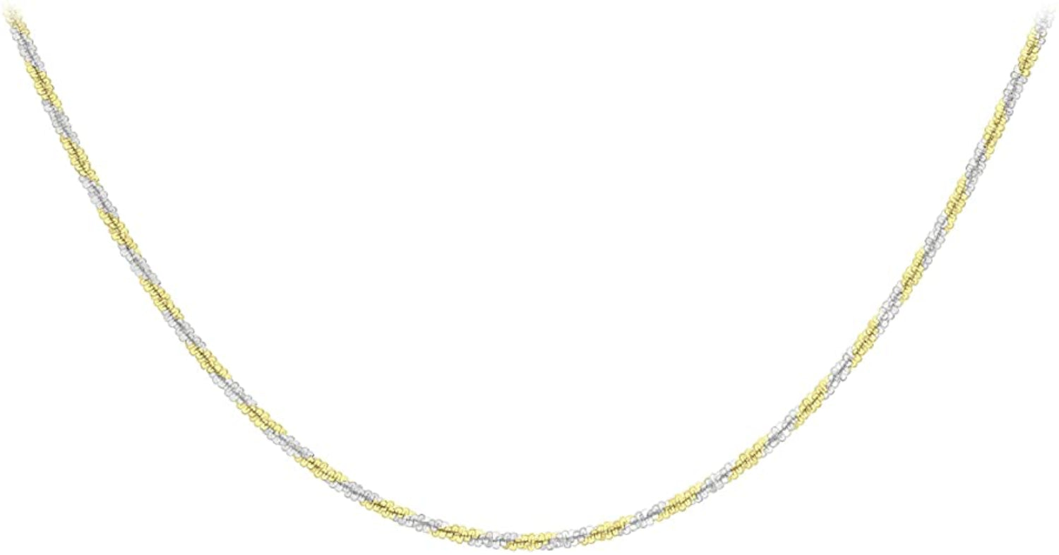 9ct Two-Tone Gold Popcorn Twist Chain Necklace
