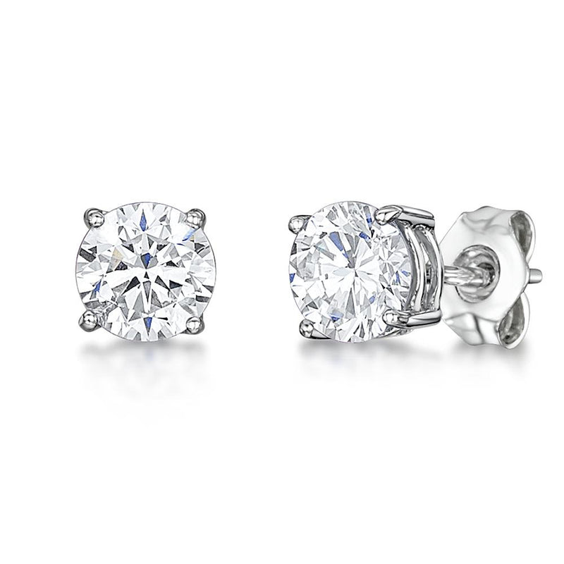 Sterling Silver Round Zirconia Claw Stud Earrings
