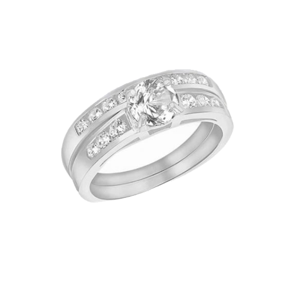 Sterling Silver Zirconia Engagement and Wedding Band Rings 