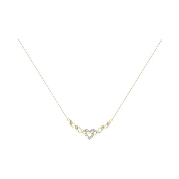 9ct Yellow Gold 0.10ct Diamond Weave Heart Necklet